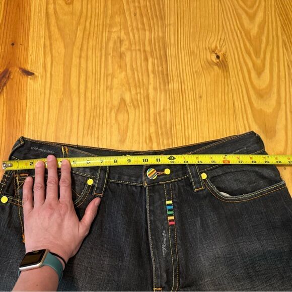 Vintage COOGI Australia Blue Denim Baggy Jeans Rainbow Logo 90s Hip Hop SZ 38X34 - Picture 10 of 14